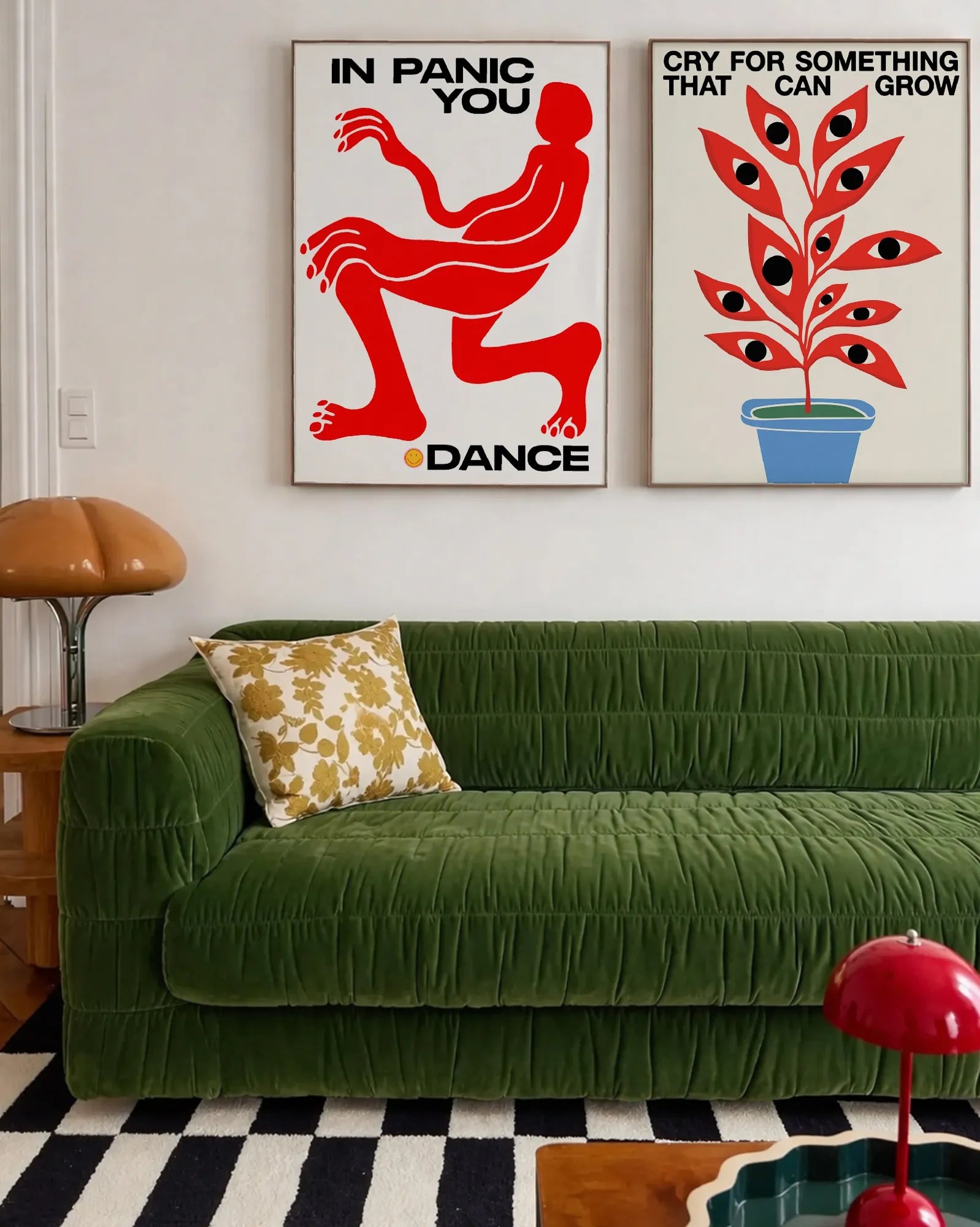 Poster moderni minimal rossi con design astratto e frasi artistiche, set di stampe decorative per parete soggiorno