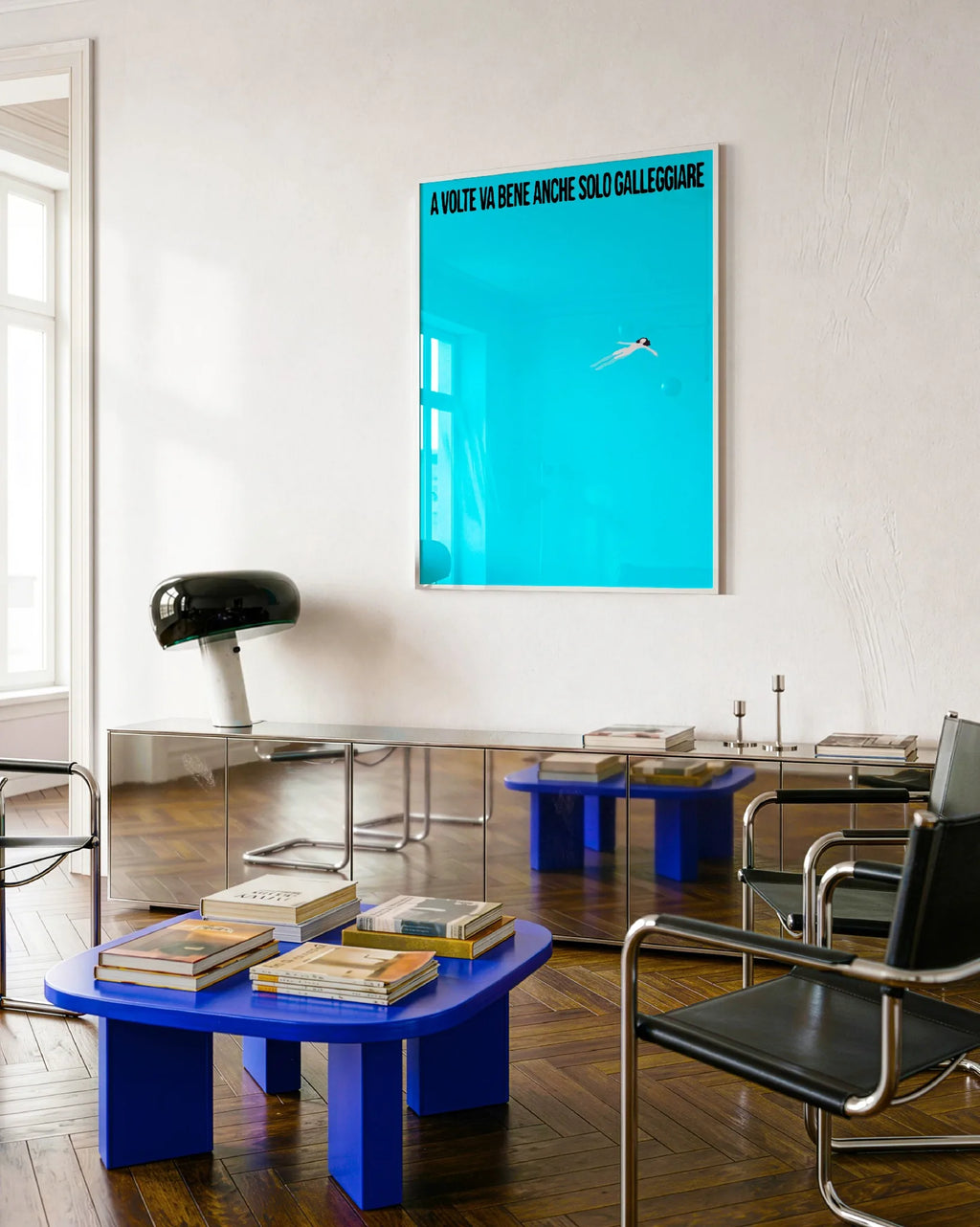 poster arredamento moderno frase colore celeste